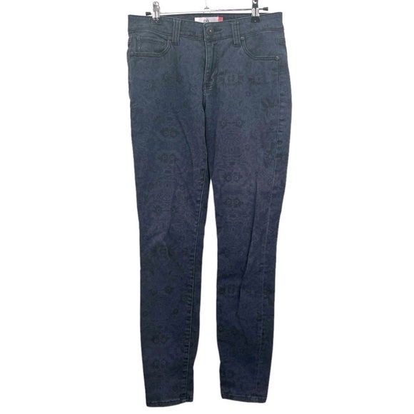 Cabi #3196 Blue Floral Curvy Skinny Stretch Jeans Size 0 - Picture 3 of 9